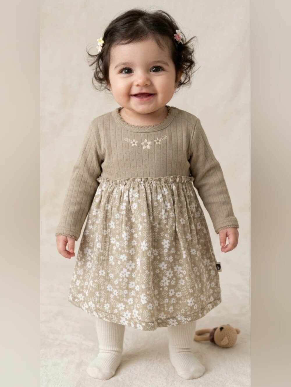NWT...Rabbit + Bear Organic Cotton Blend Dress W/ Knee High Socks Size0-3 Months